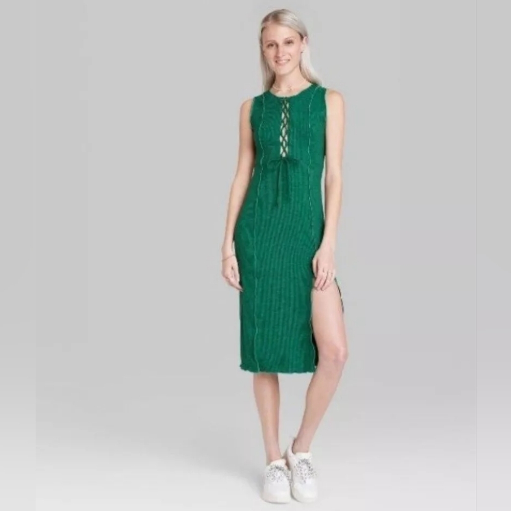 Green Sleeveless Midi Dress